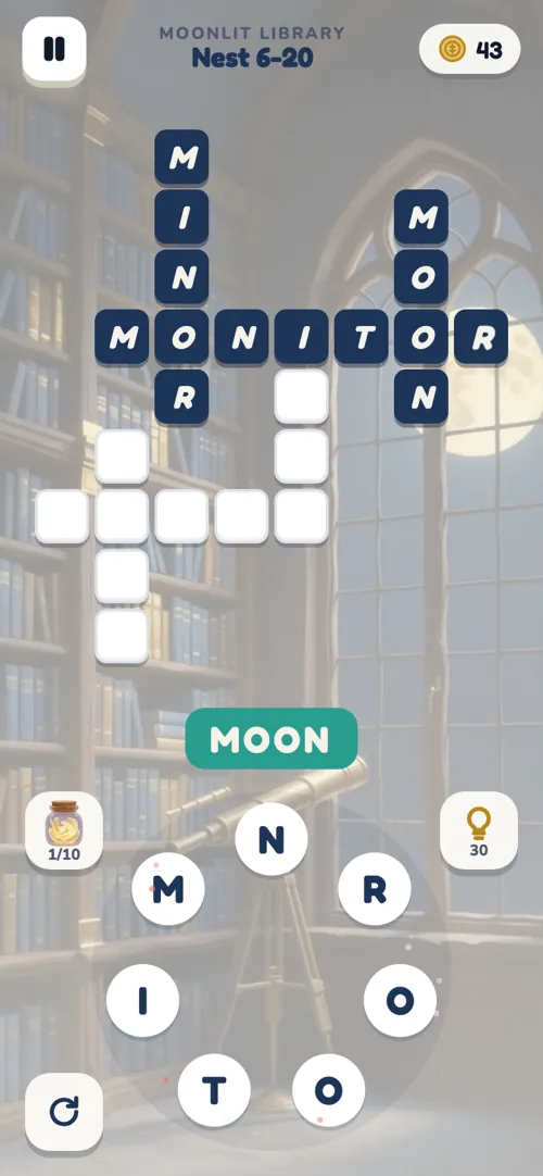 A seven-letter nest in the Moonlit Library